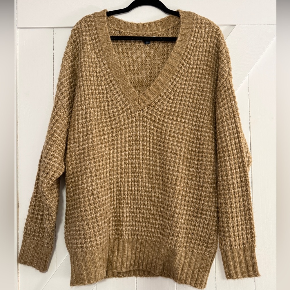 American Eagle Brown Cozy V-Neck Sweater